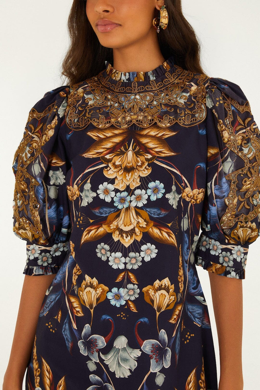 Golden Nature Short Sleeve Mini Dress