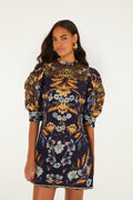 Golden Nature Short Sleeve Mini Dress