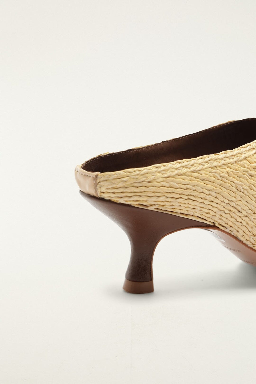 Raffia Embroidered Icons Kitten Heeled Sandal