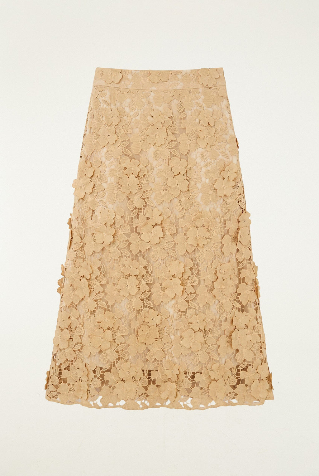 Sand Embroidery Lined Midi Skirt