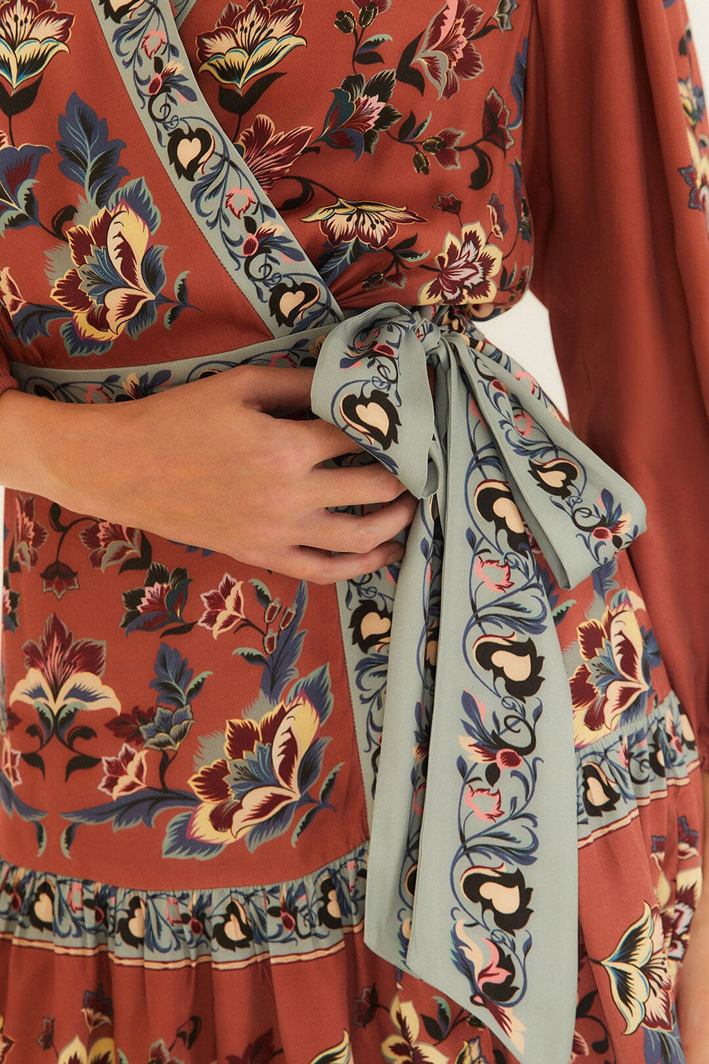 Floral Beauty Tapestry Wrap Mini Dress