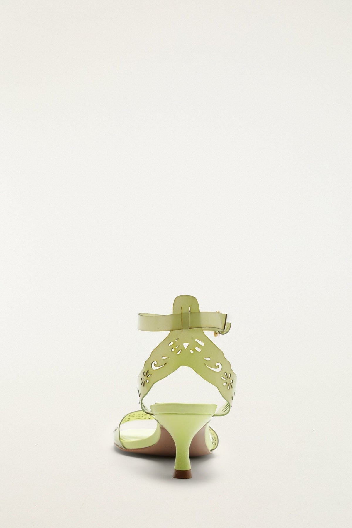 Green Lace Jelly Kitten Heeled Sandal