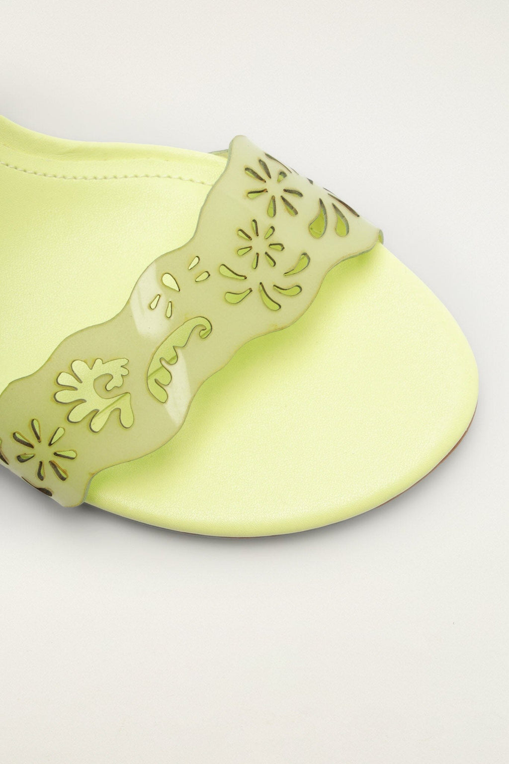 Green Lace Jelly Kitten Heeled Sandal