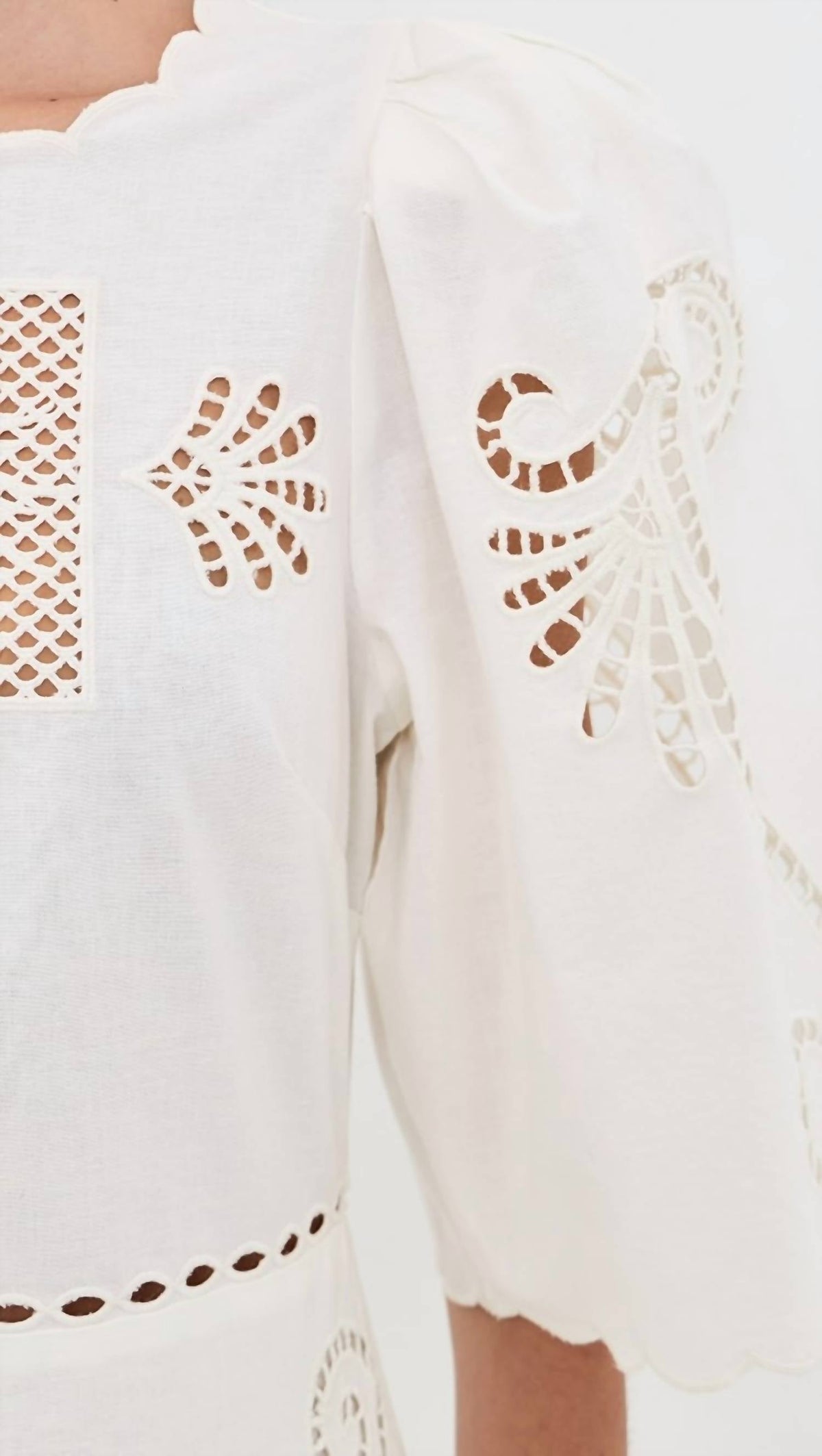 Valentina Cutout Embroidery Midi Dress In Off White