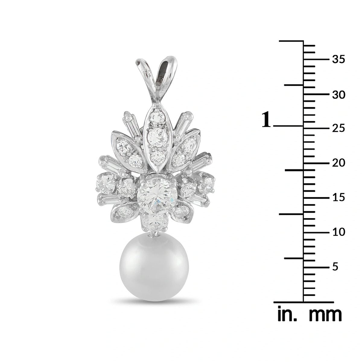 LB Exclusive 18K White Gold 1.15ct Diamond Pearl Pendant MF27-080726