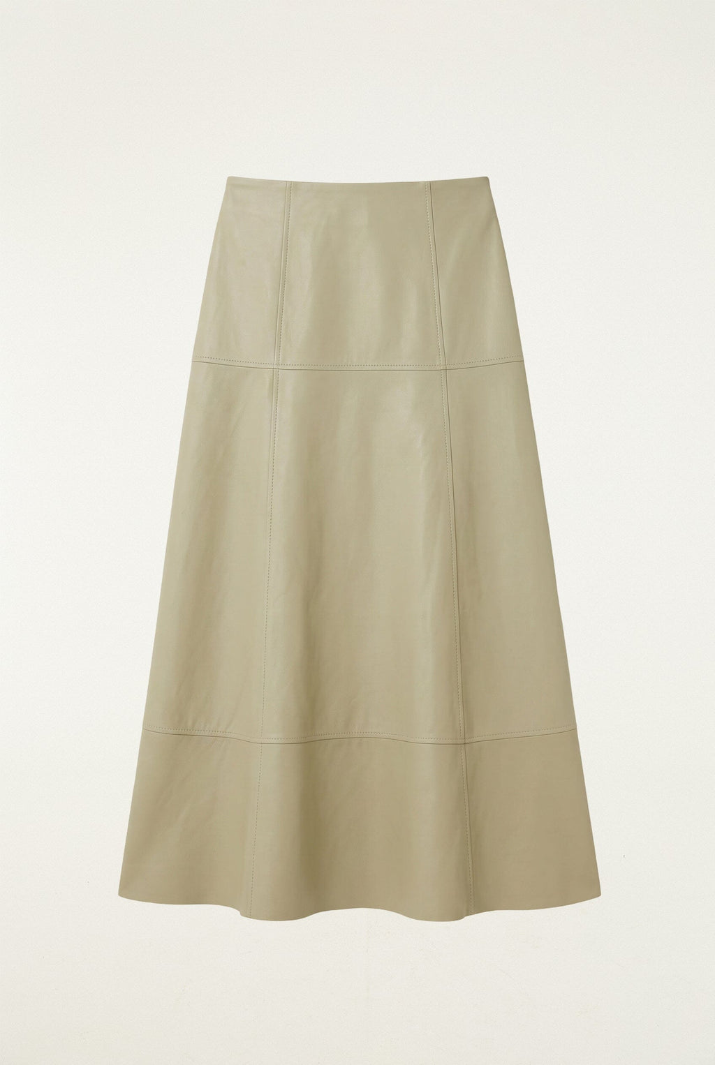 Pleats Leather Midi Skirt