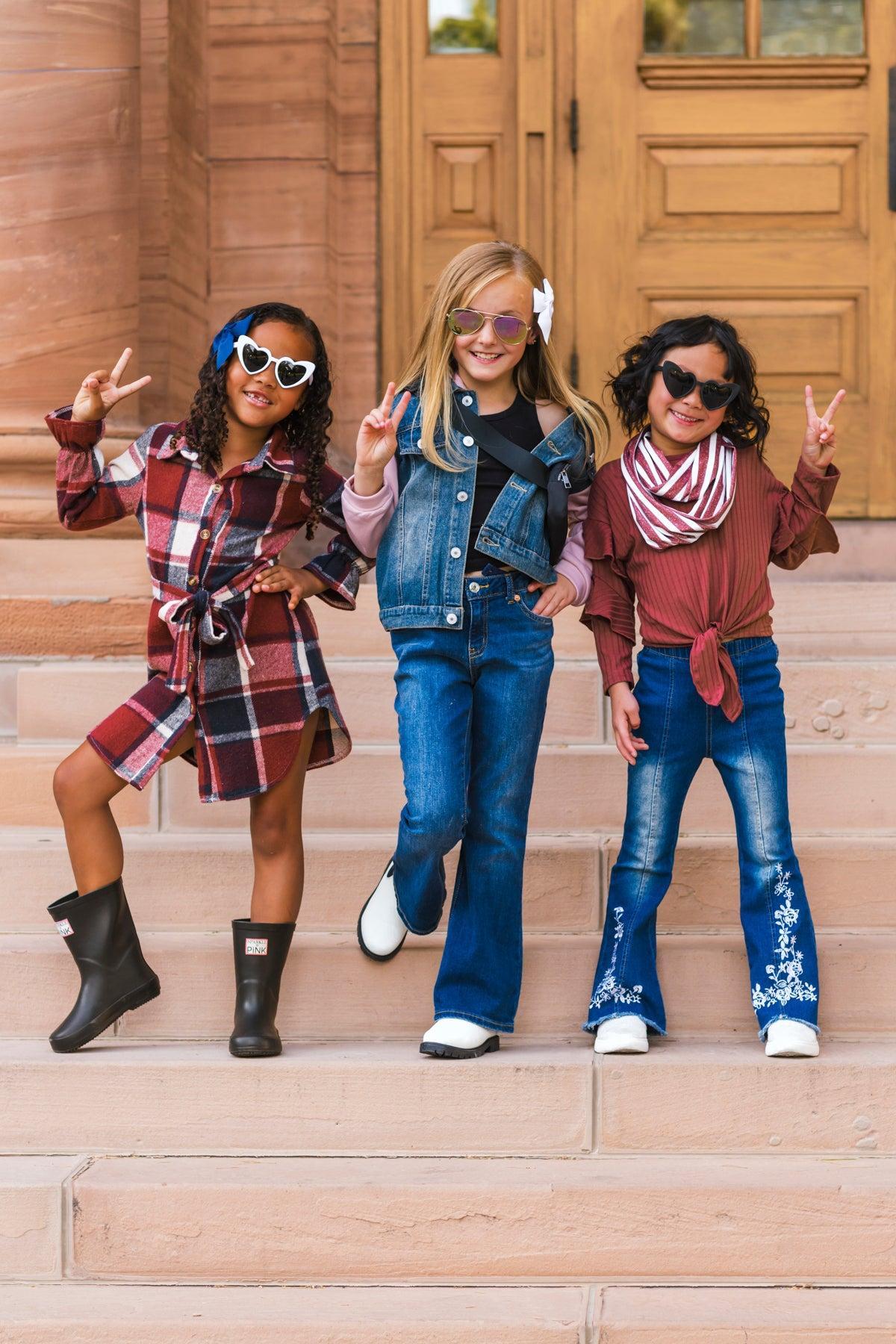 Burgundy & Navy Plaid Flannel Dress