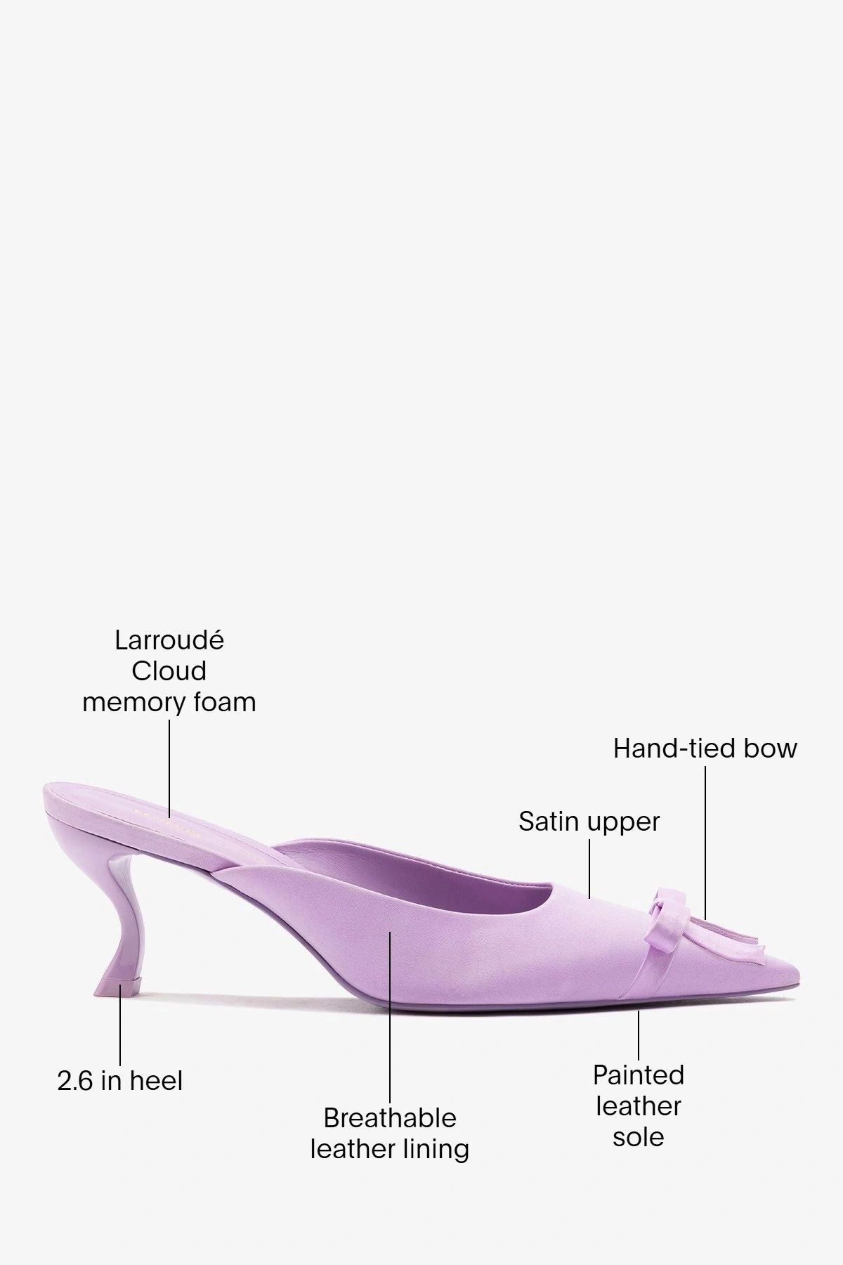 Larroudé by Nicolò B.: Maria Mule Lilac Satin