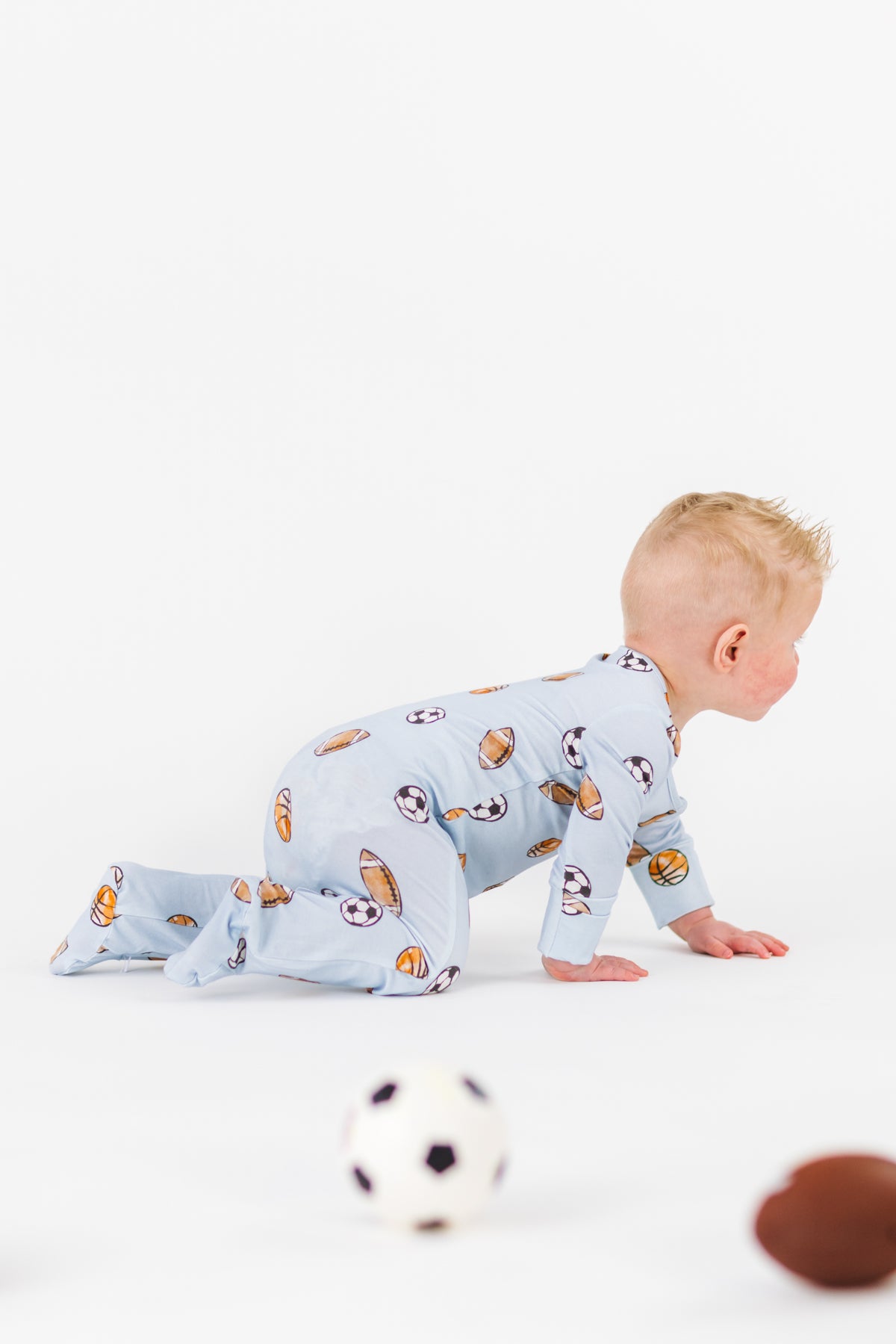 Light Blue Bamboo Ball Onesie