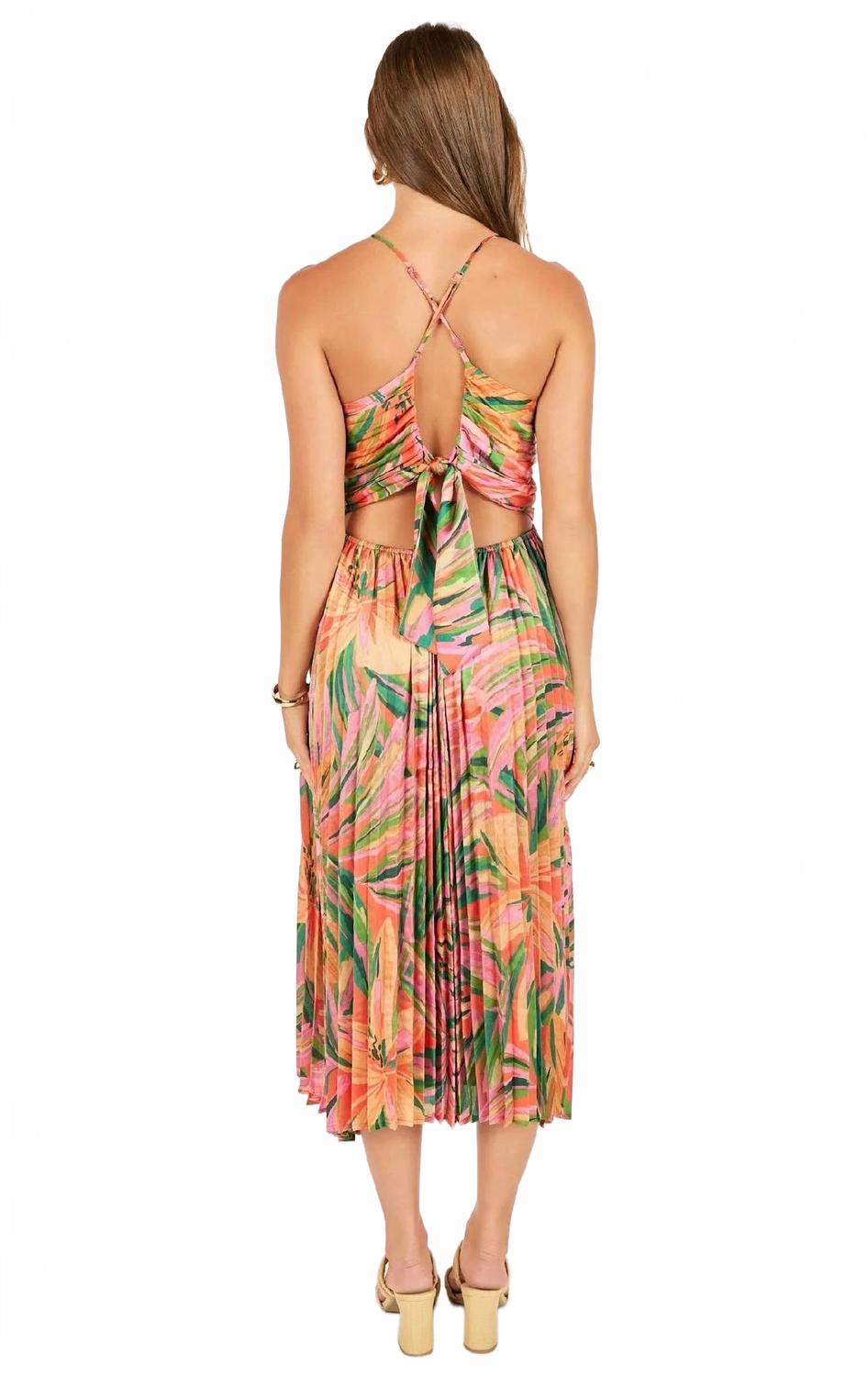 Sunset Ridge Pleated Dress In Multicolor