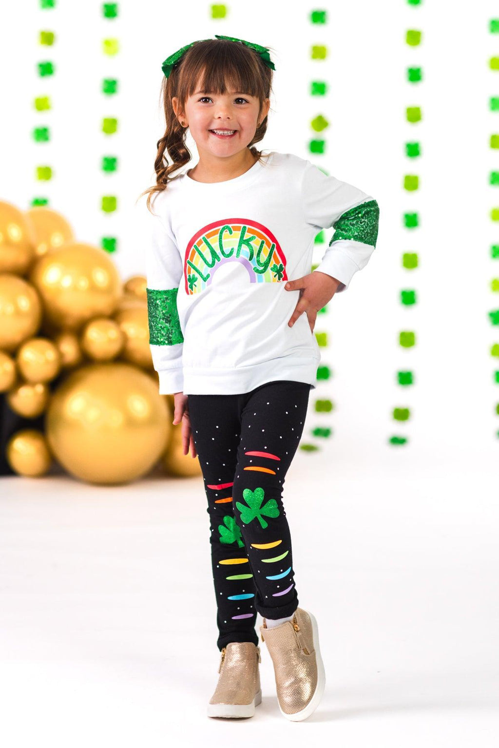 "Lucky" White Rainbow Legging Set