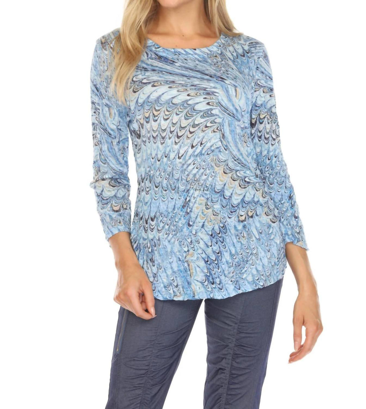 Round Neck Top In Ocean Splash