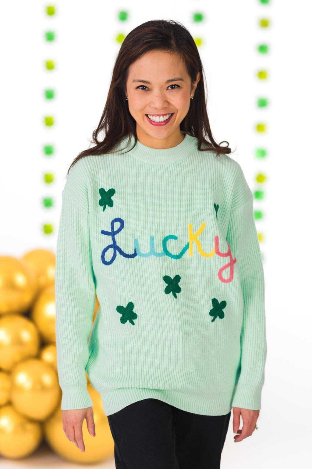 Mom & Me - "Lucky" Mint Knit Sweater