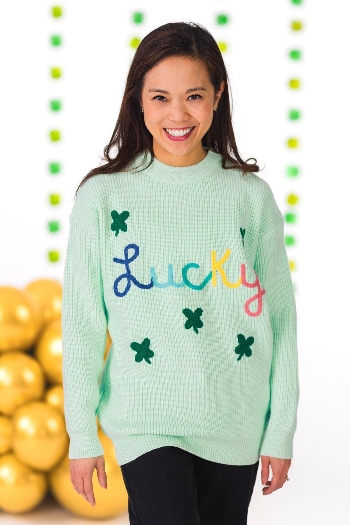Mom & Me - "Lucky" Mint Knit Sweater