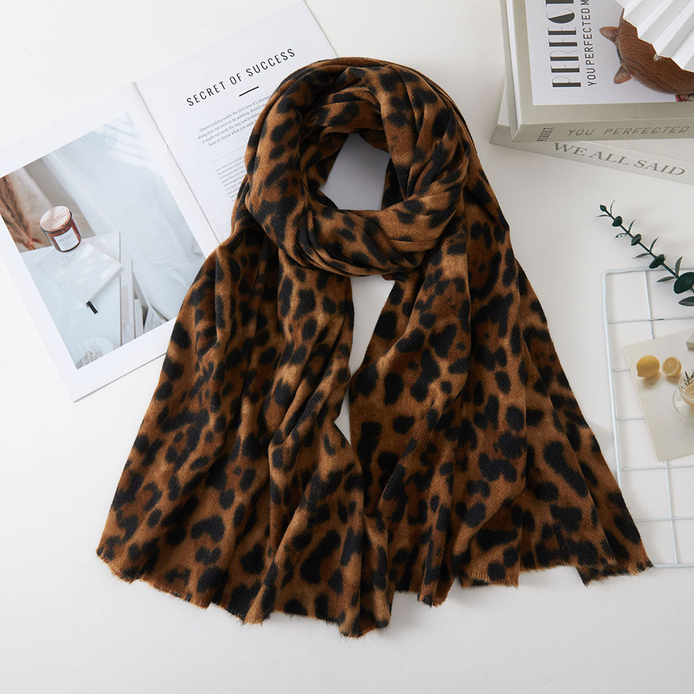 Oversized Leopard Pattern Print Wrap Scarf