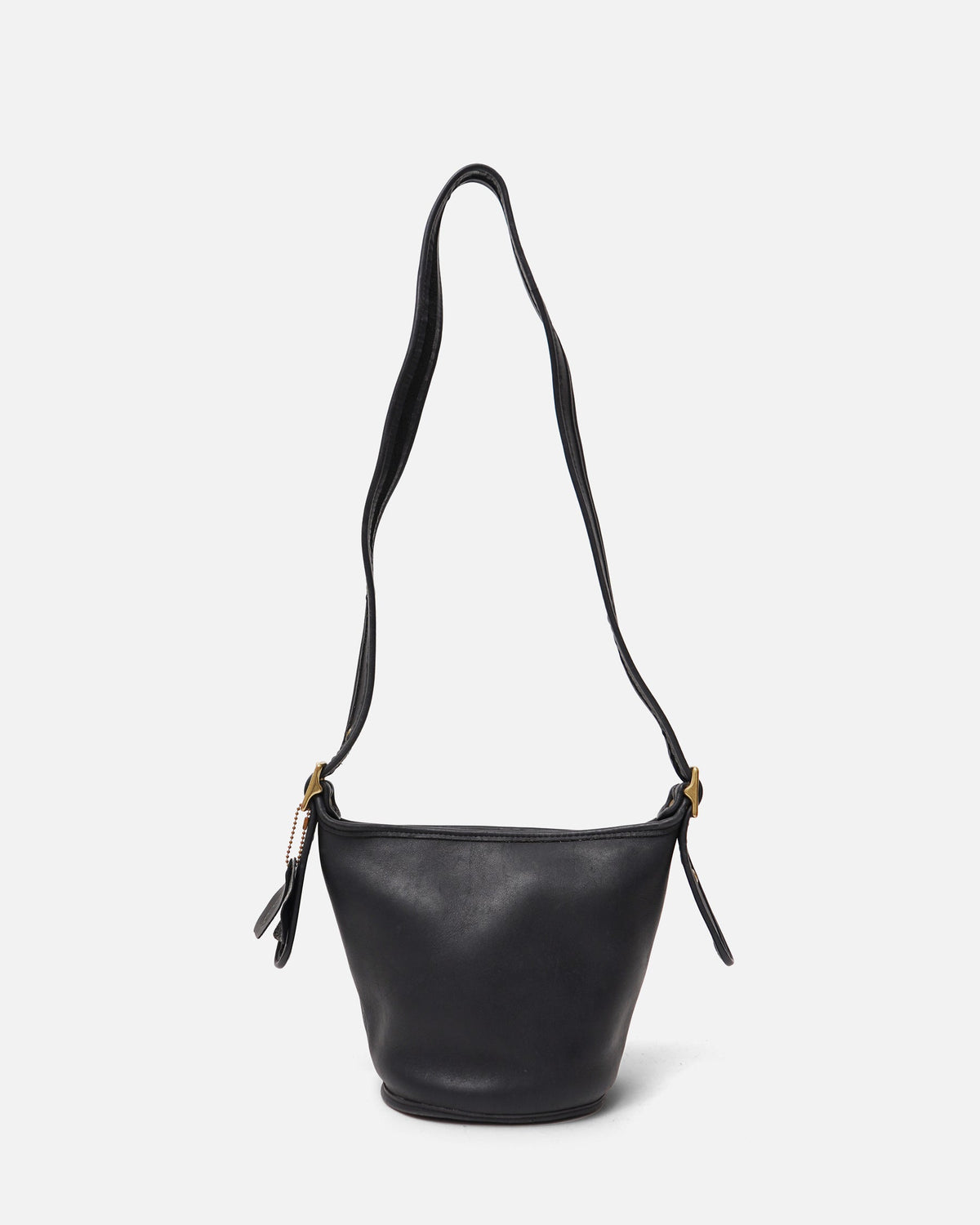 Black Leather Mini Bucket Shoulder Bag