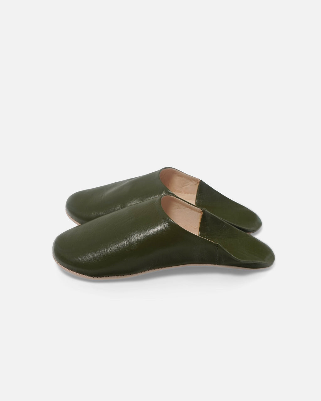 Moroccan Babouche Basic Slippers / Olive
