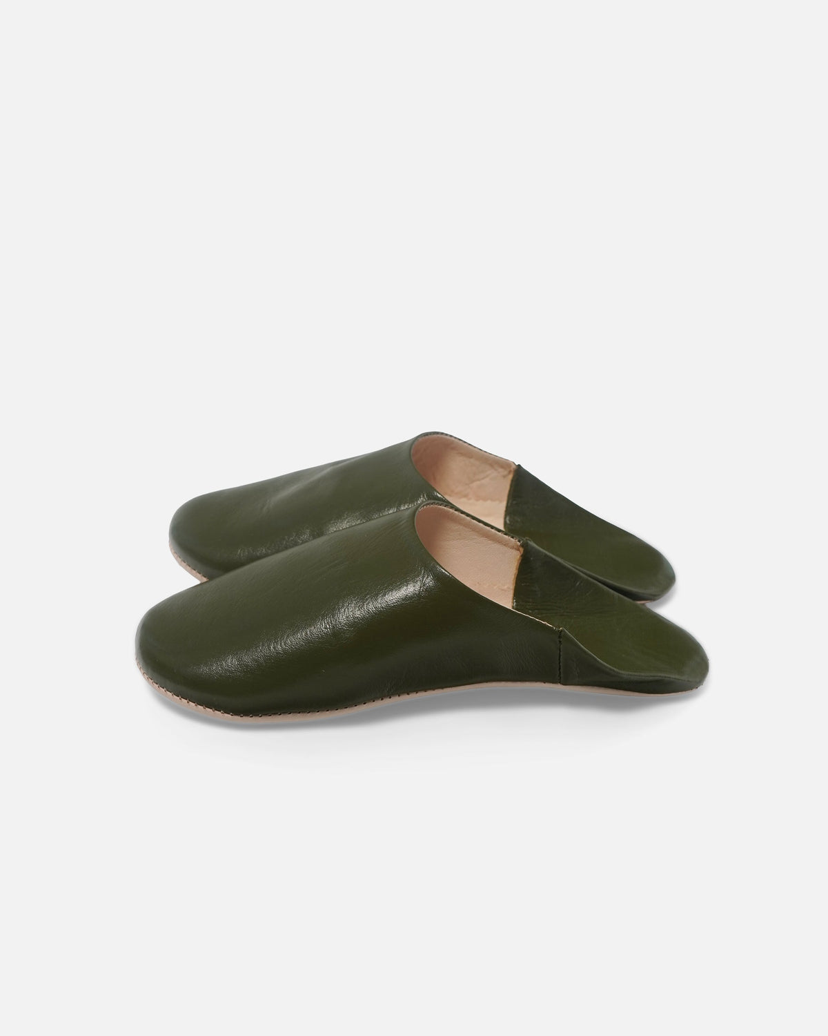 Moroccan Babouche Basic Slippers / Olive