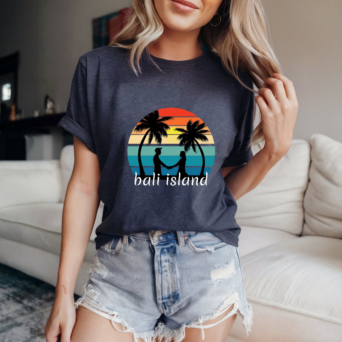 Couple On Vacation Women's Cartoon Cute Short Sleeves
