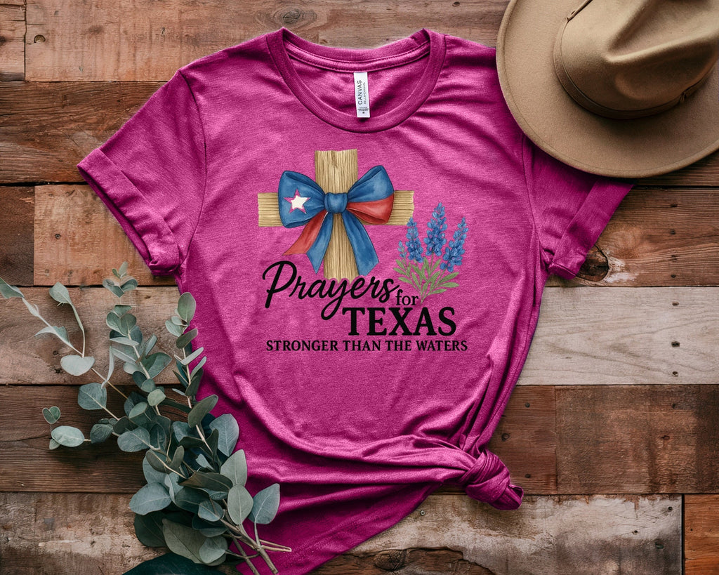 Texas Strong Pray Heat Printed T-Shirt