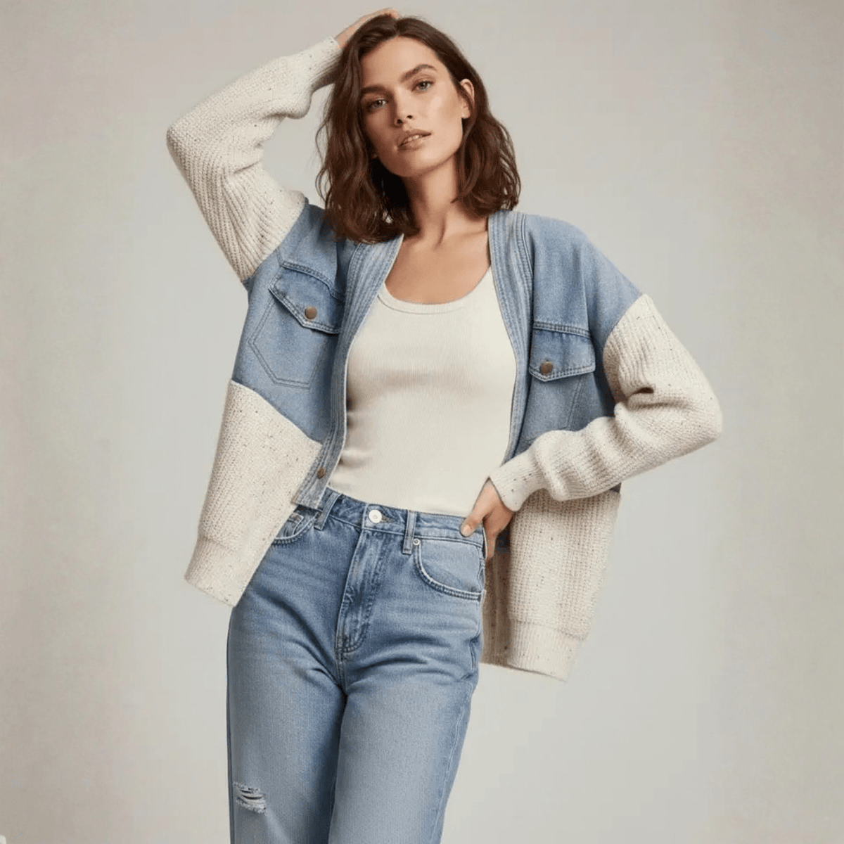 Denim Sweater Jacket