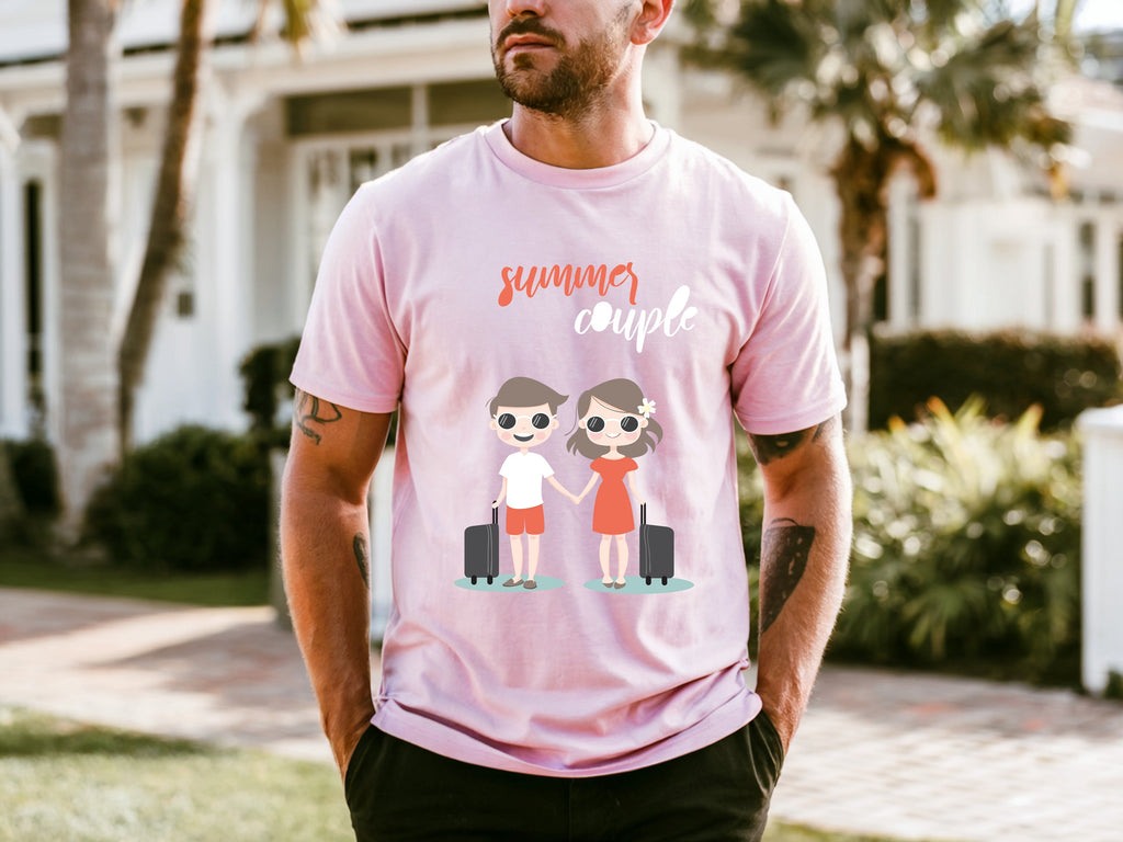 Couple On Vacation Men's Round Neck Loose Short Sleeve