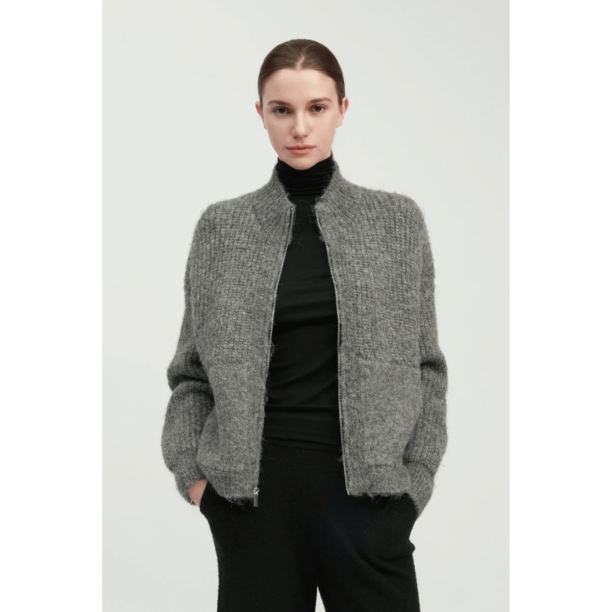 Alpaca Bomber Zip Cardigan