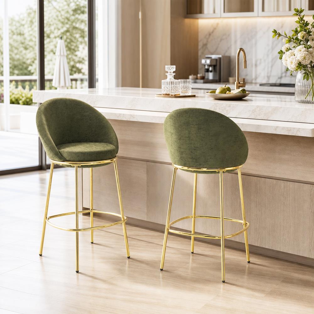 Luxury Upholstered Bar Stools with Cushioned Seats and Polished Metal Legs
