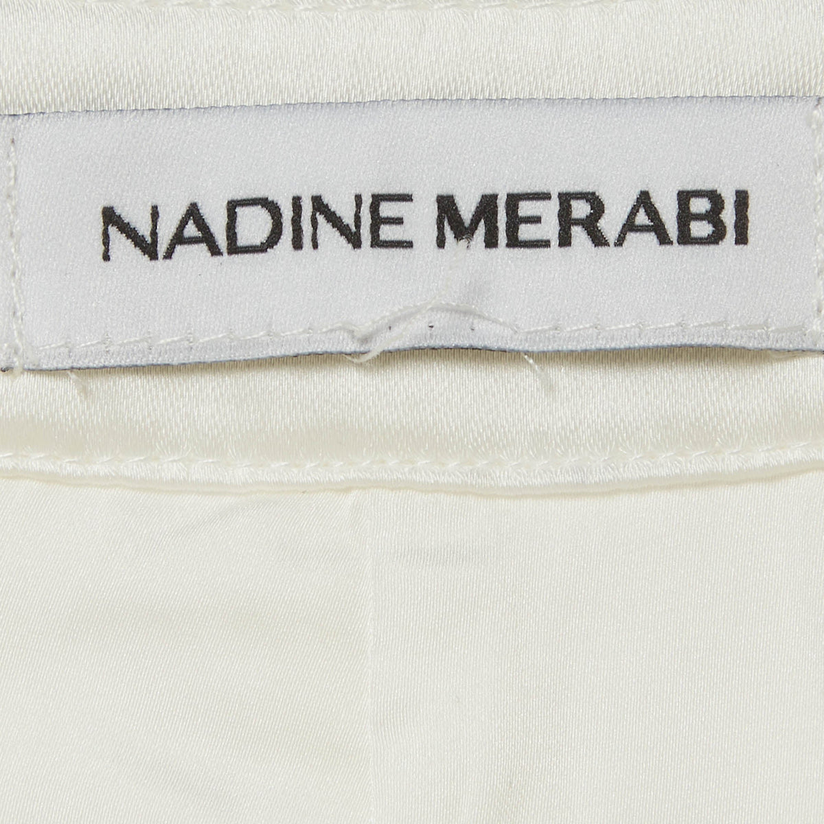 Nadine Merabi White Sateen High Rise Trousers