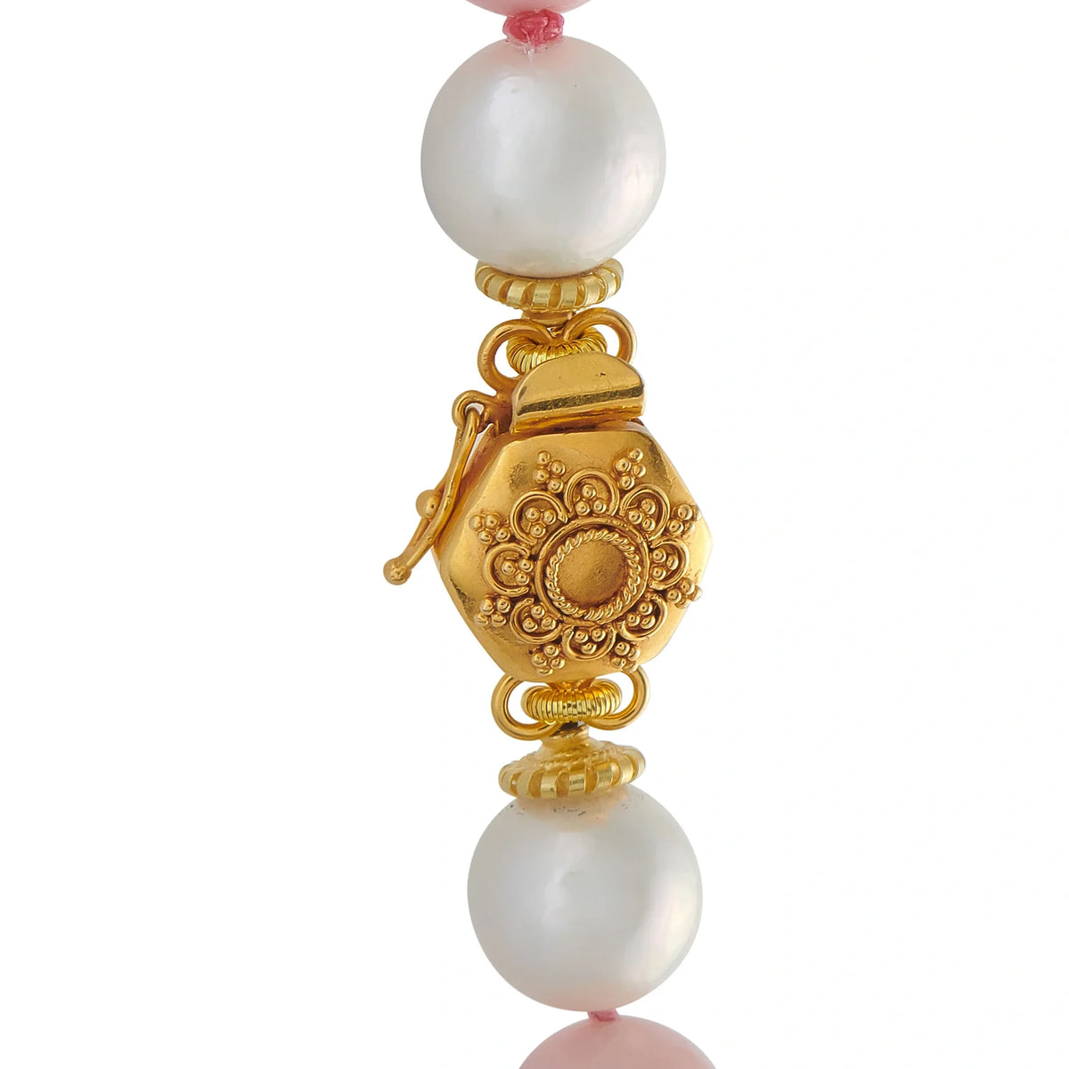 LB Exclusive 18K Yellow Gold 2.0ct Diamond and Pink Opal Necklace MF13-080726