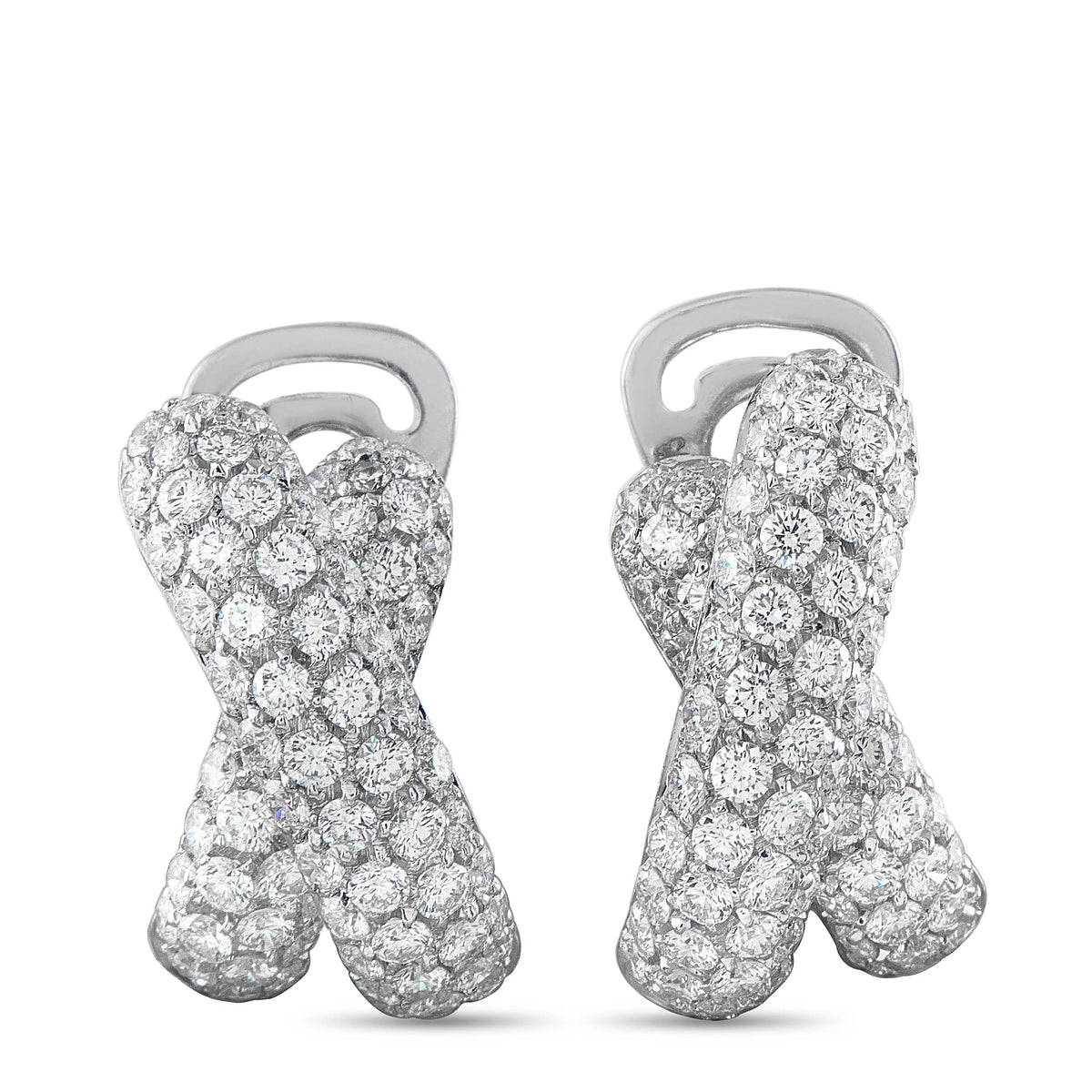 LB Exclusive 18K White Gold 3.33ct Diamond Crossover Earrings MF27-070926