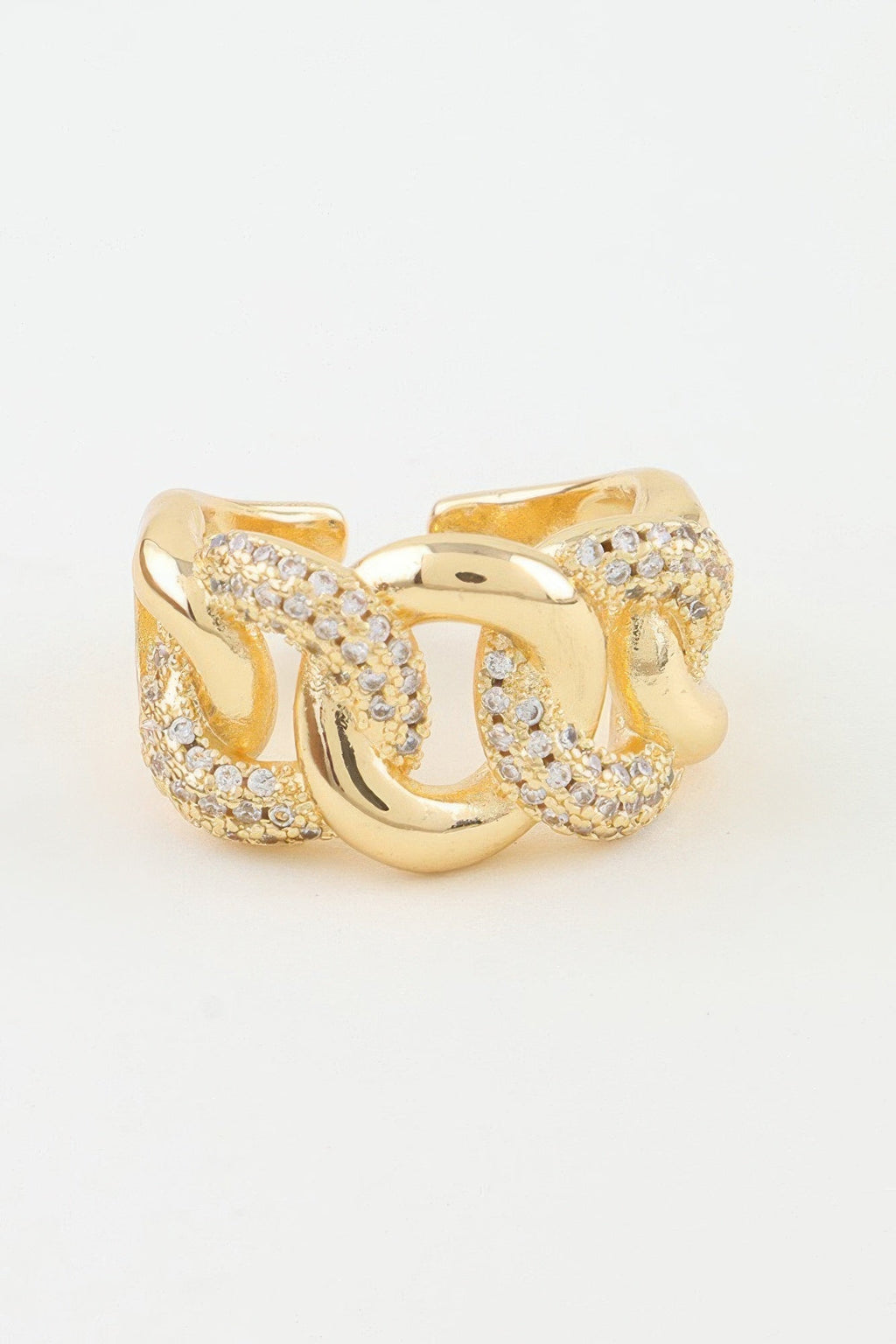 Bold Curb Chain Ring with Sparkling Stone Accents