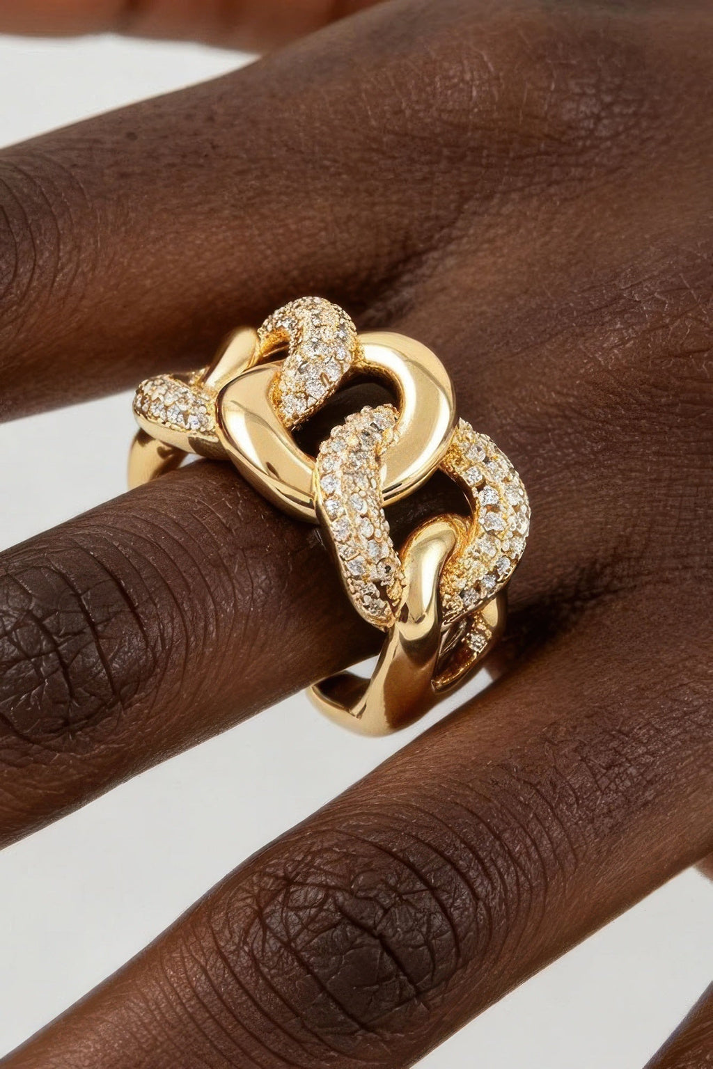 Bold Curb Chain Ring with Sparkling Stone Accents