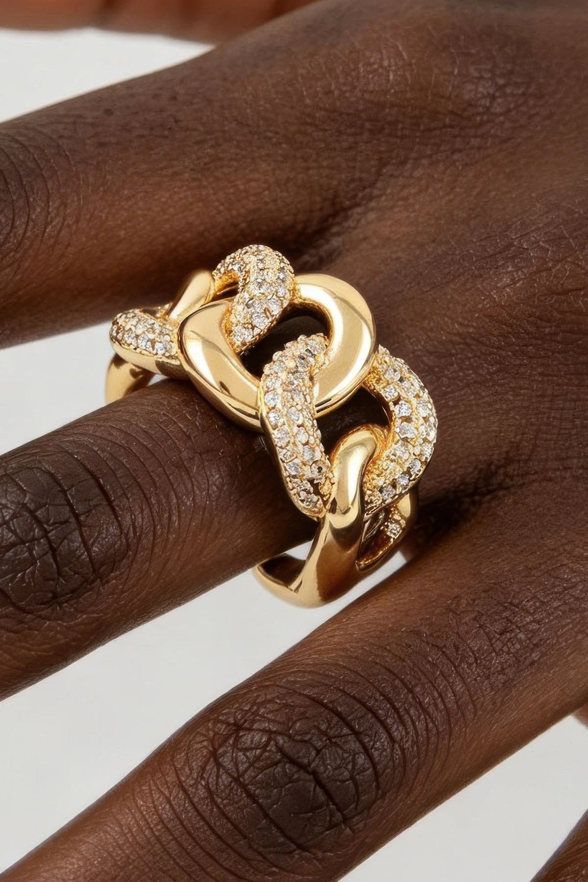 Bold Curb Chain Ring with Sparkling Stone Accents