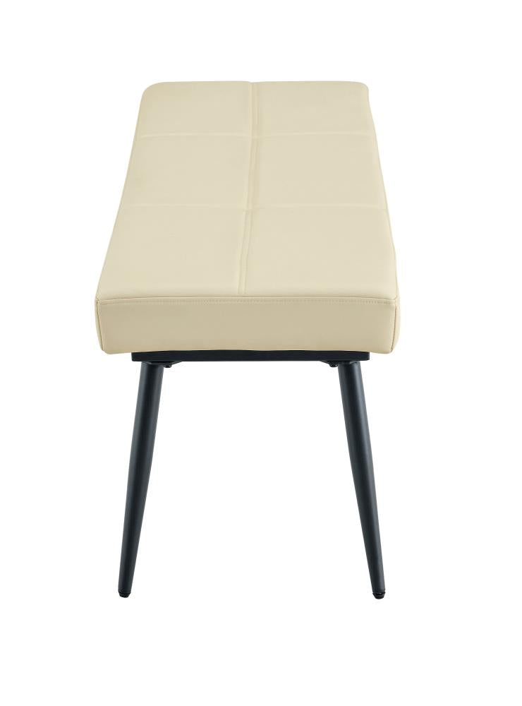 Modern Leather Bench with Resilient Cushioning and Durable Metal Leg Support