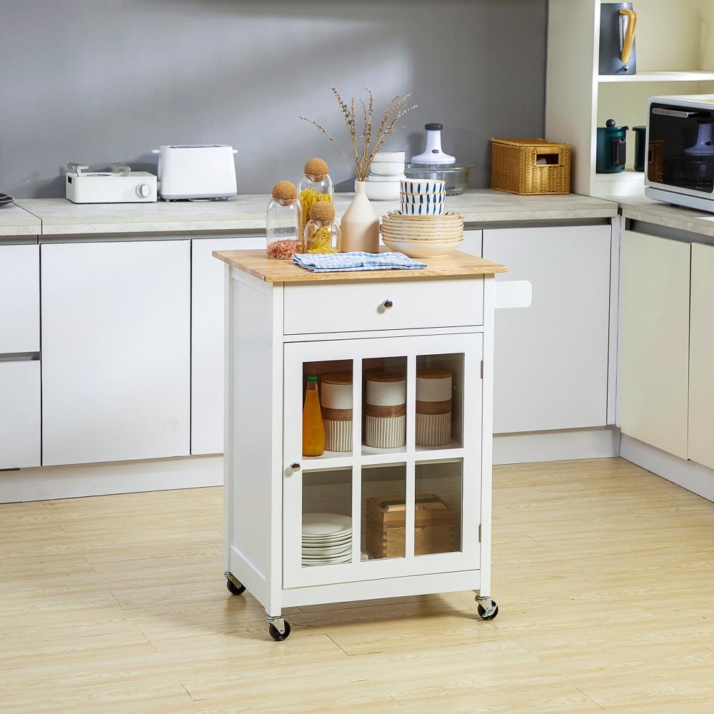 Kitchen Cart with Drawer and Adjustable Shelf