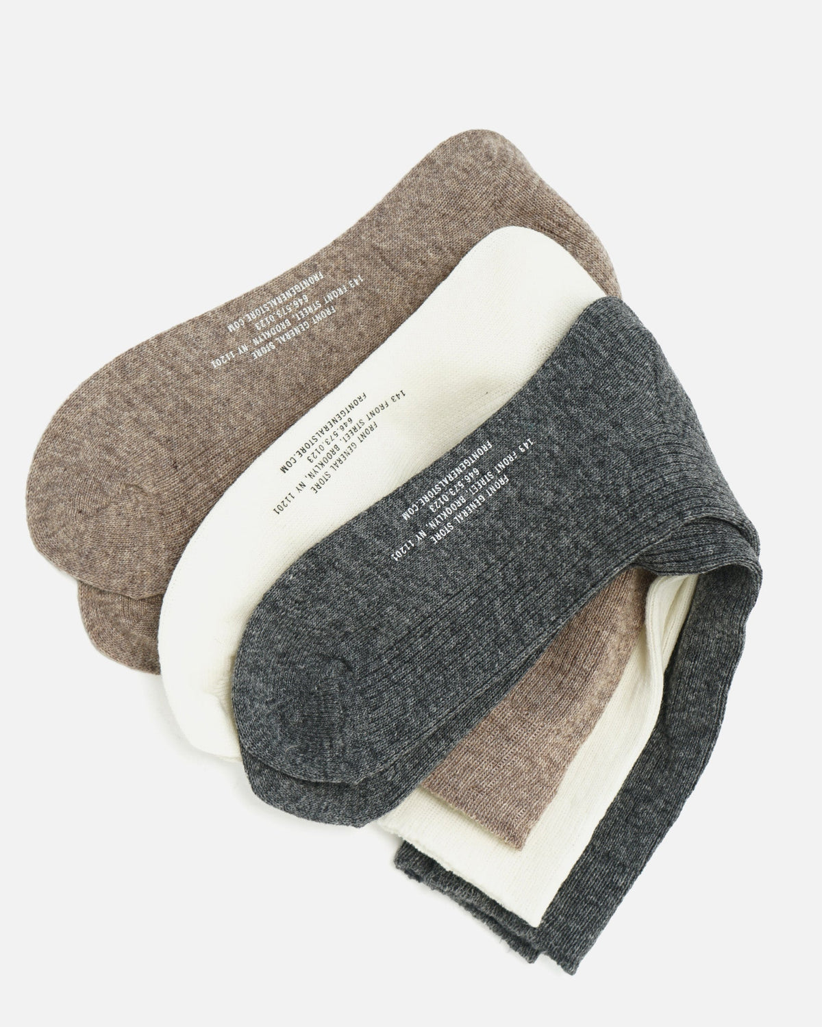 Cashmere Rib Crew Socks / White