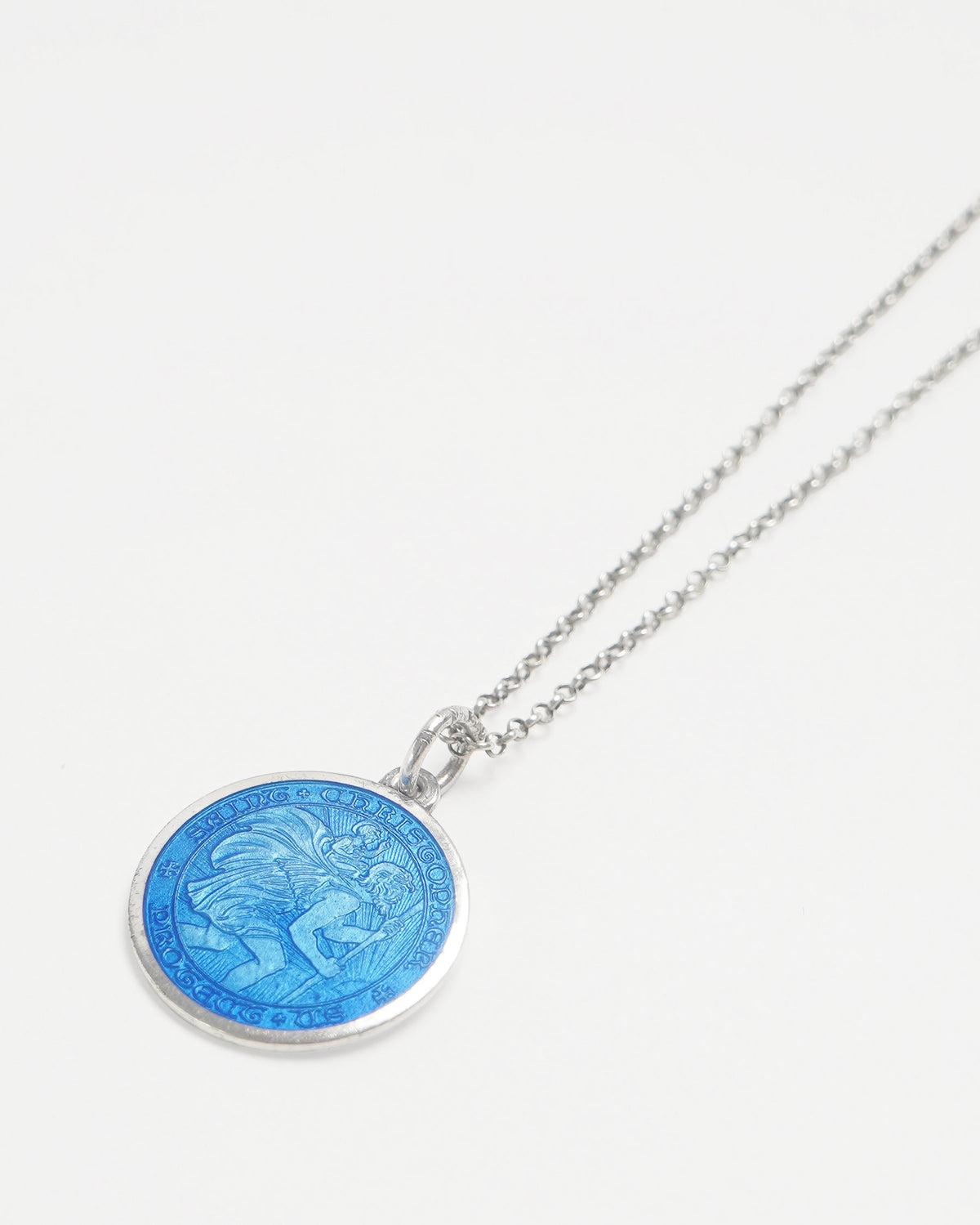 Silver Chain Necklace w/ Saint Christopher Charm
