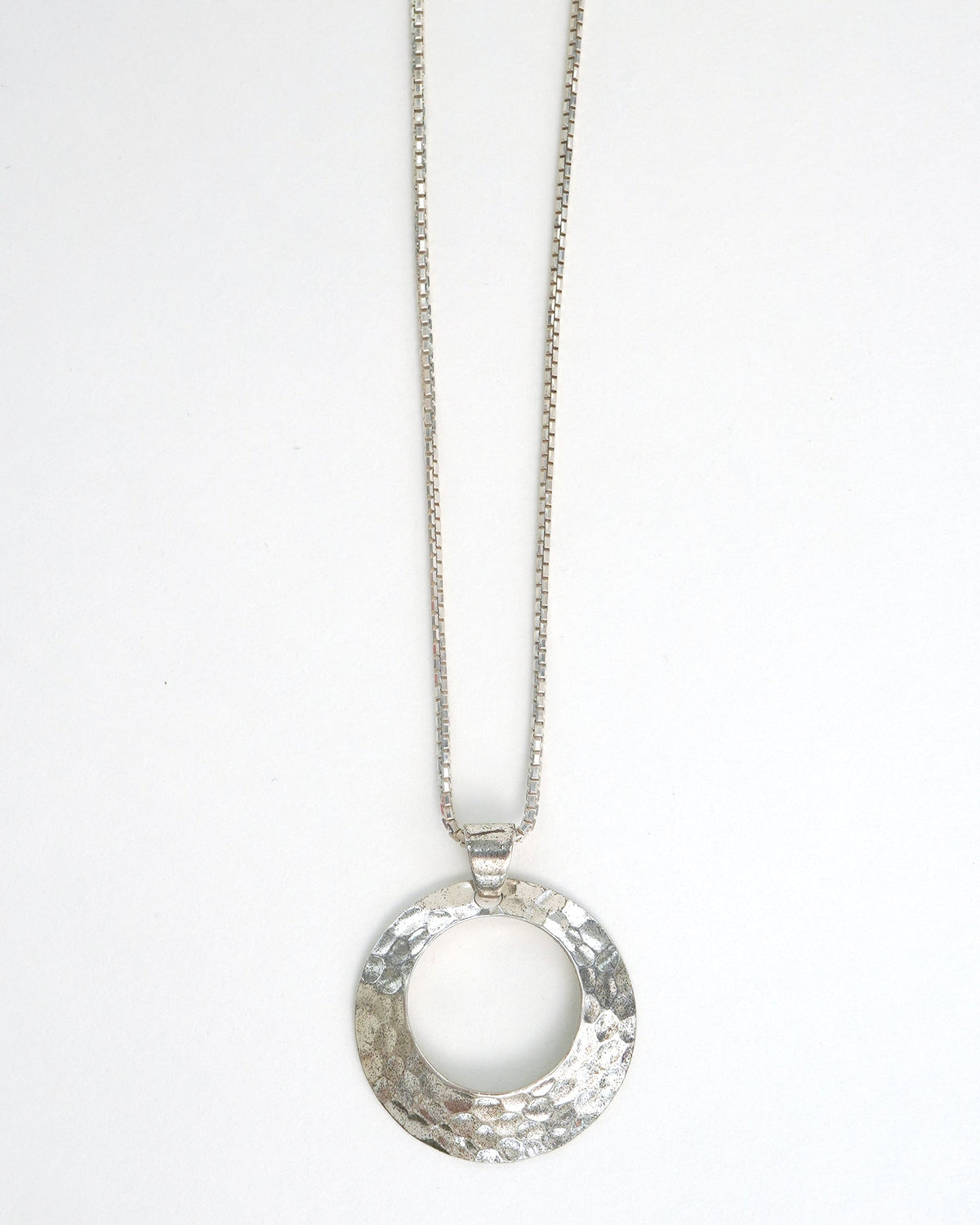 Silver Chain Necklace w/ Circle Charm