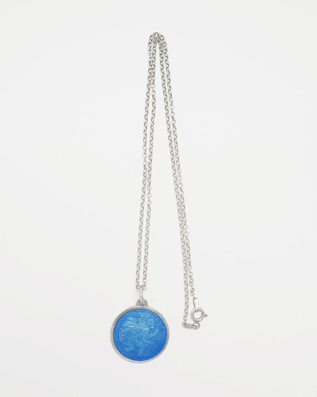 Silver Chain Necklace w/ Saint Christopher Charm