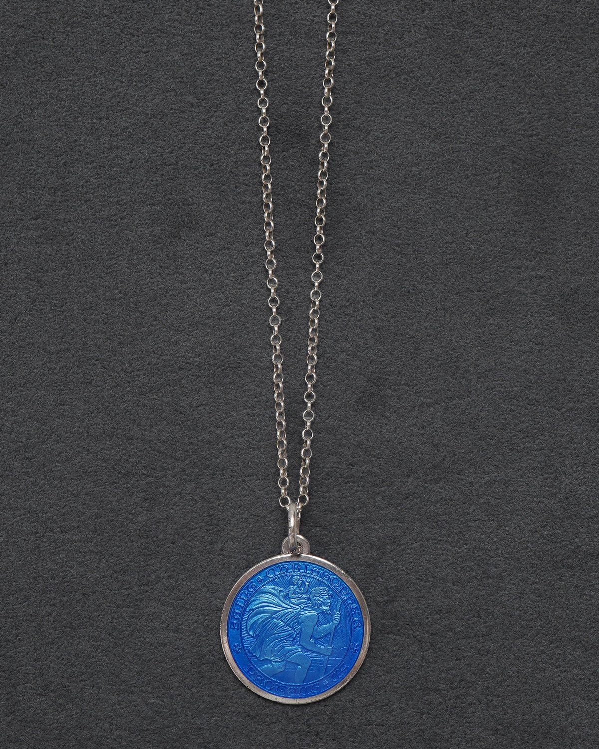 Silver Chain Necklace w/ Saint Christopher Charm