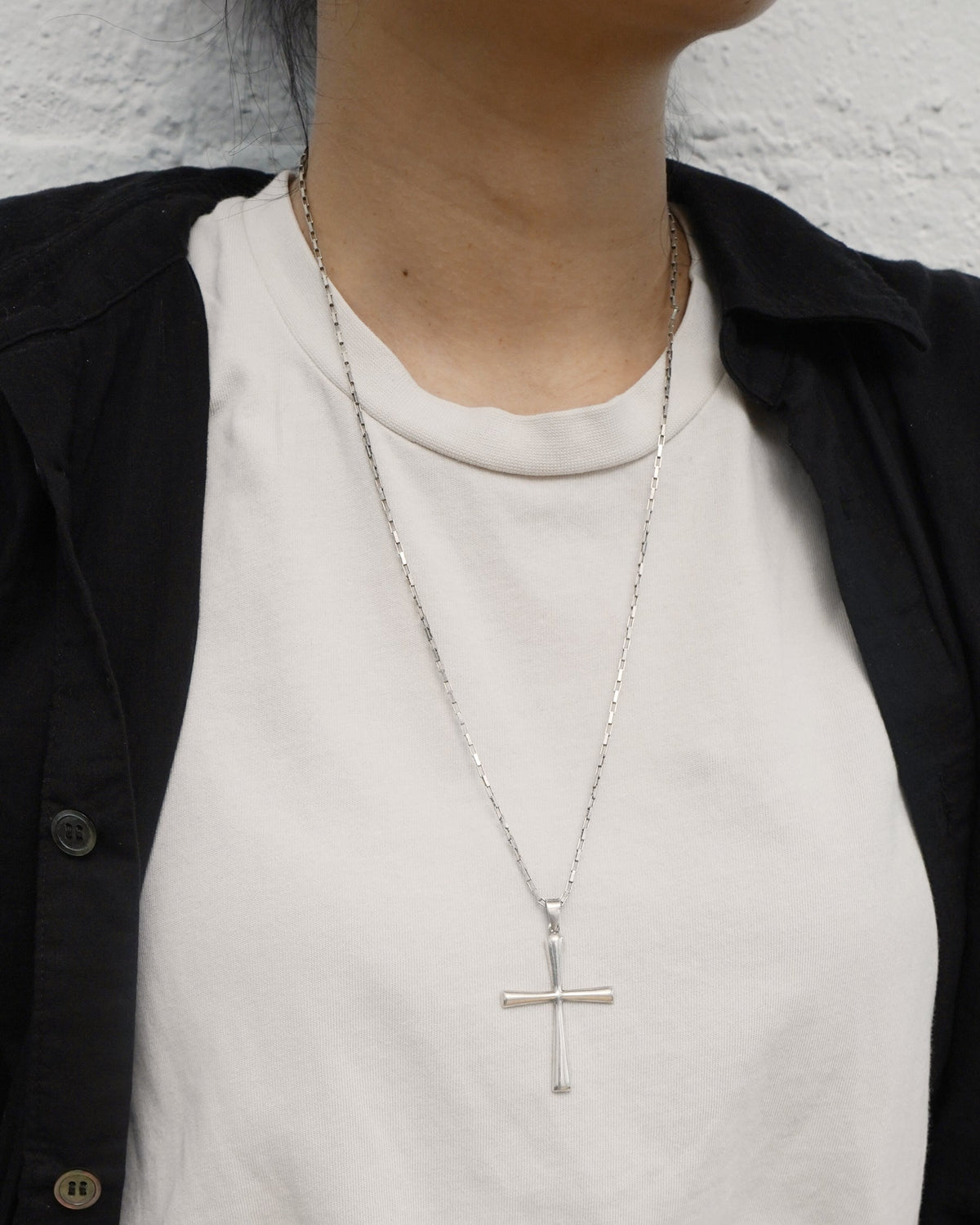 Silver Chain Necklace w/ Cross Charm