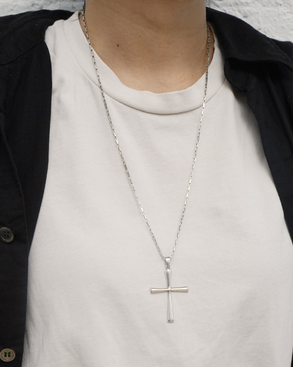 Silver Chain Necklace w/ Cross Charm