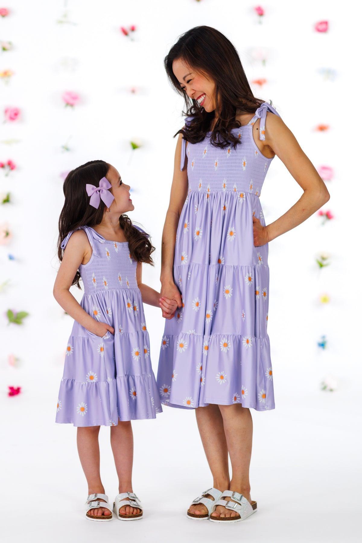Mom & Me - Lavender Ruffle Daisy Tank Dress