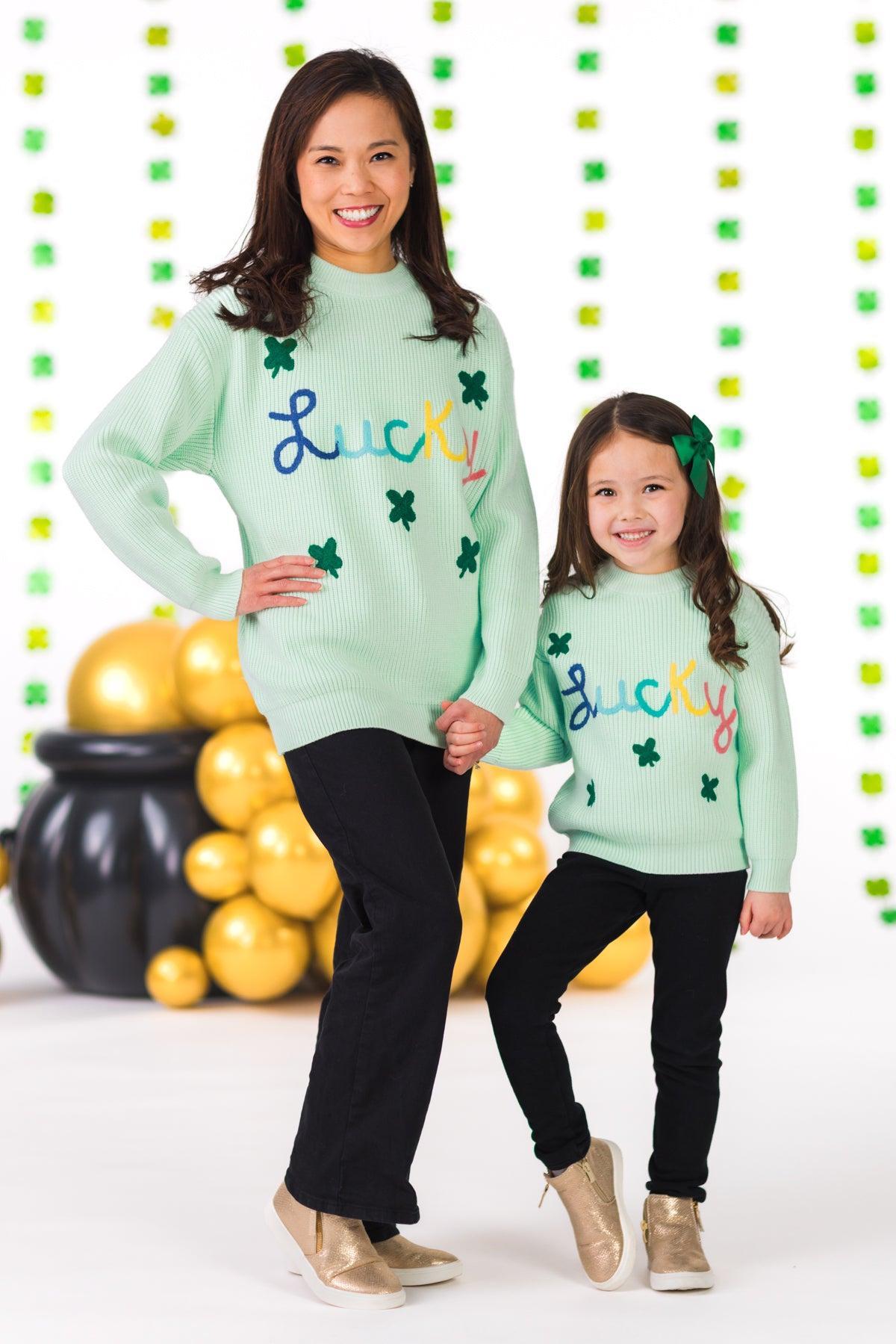 Mom & Me - "Lucky" Mint Knit Sweater