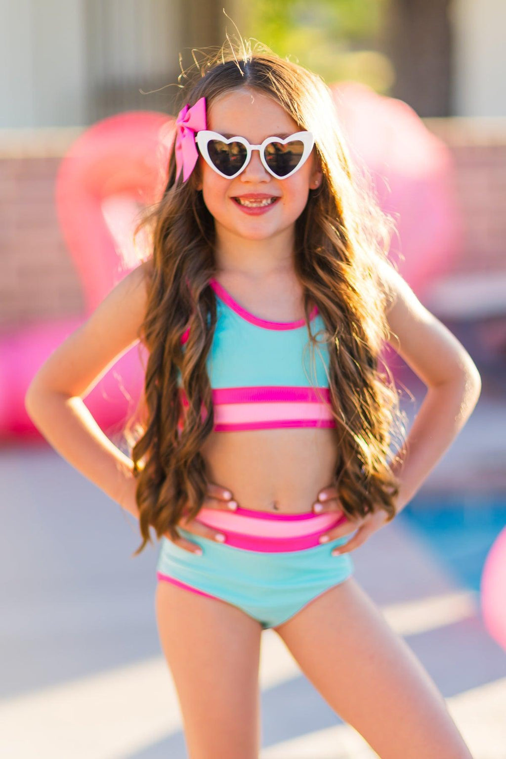 Mom & Me - Blue & Pink Stripe Bikini