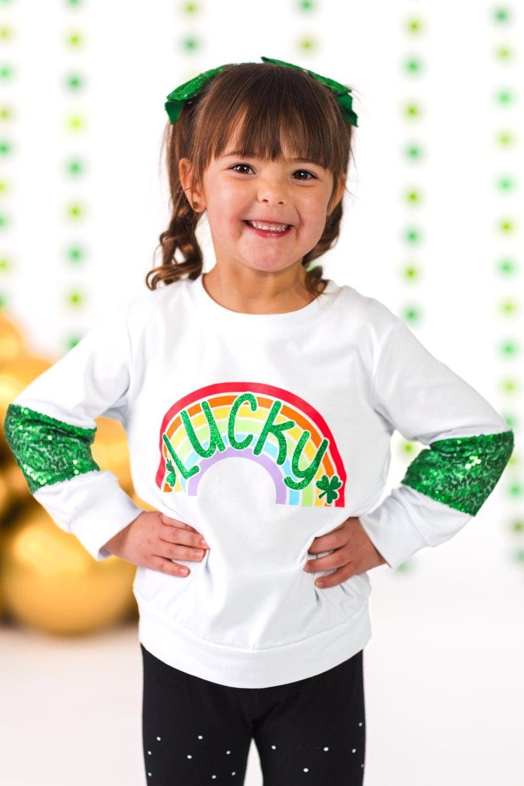 "Lucky" White Rainbow Legging Set