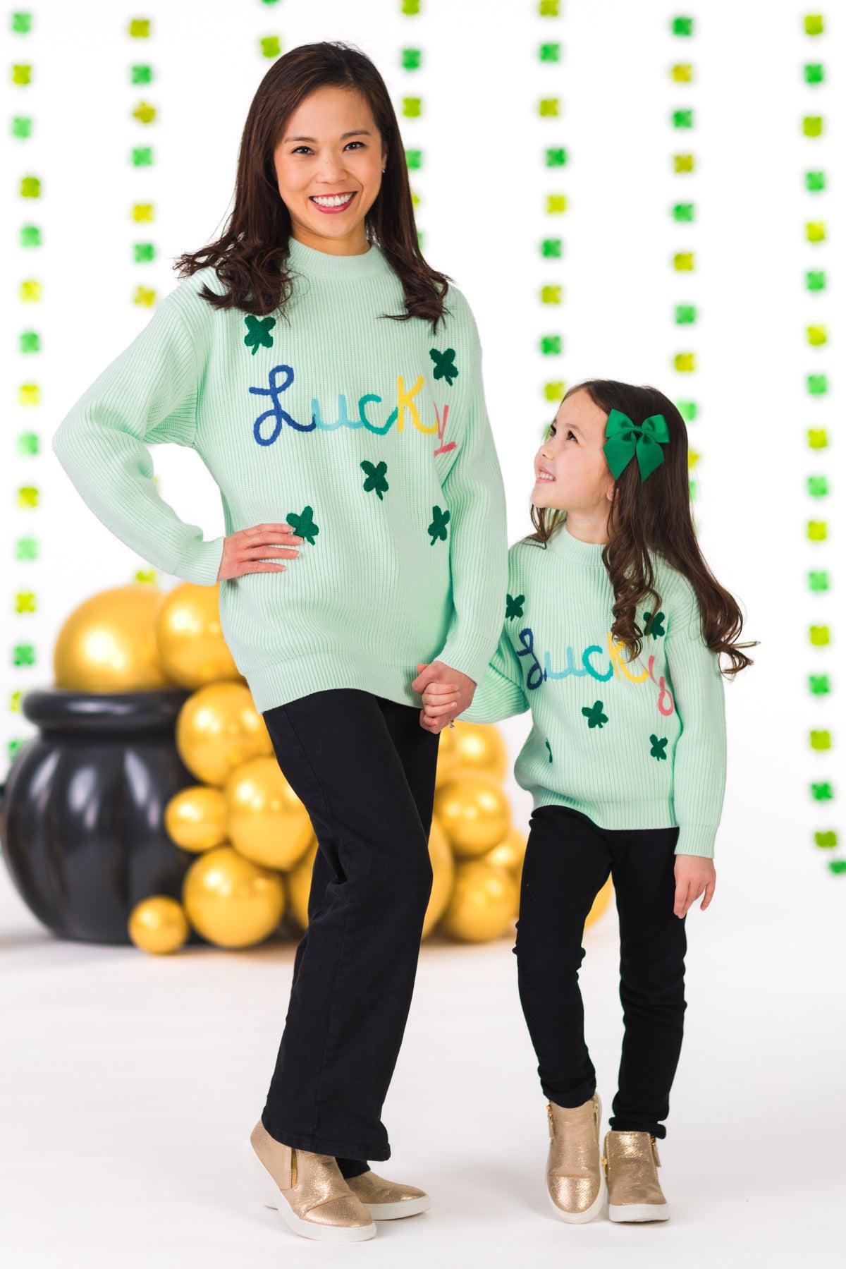 Mom & Me - "Lucky" Mint Knit Sweater