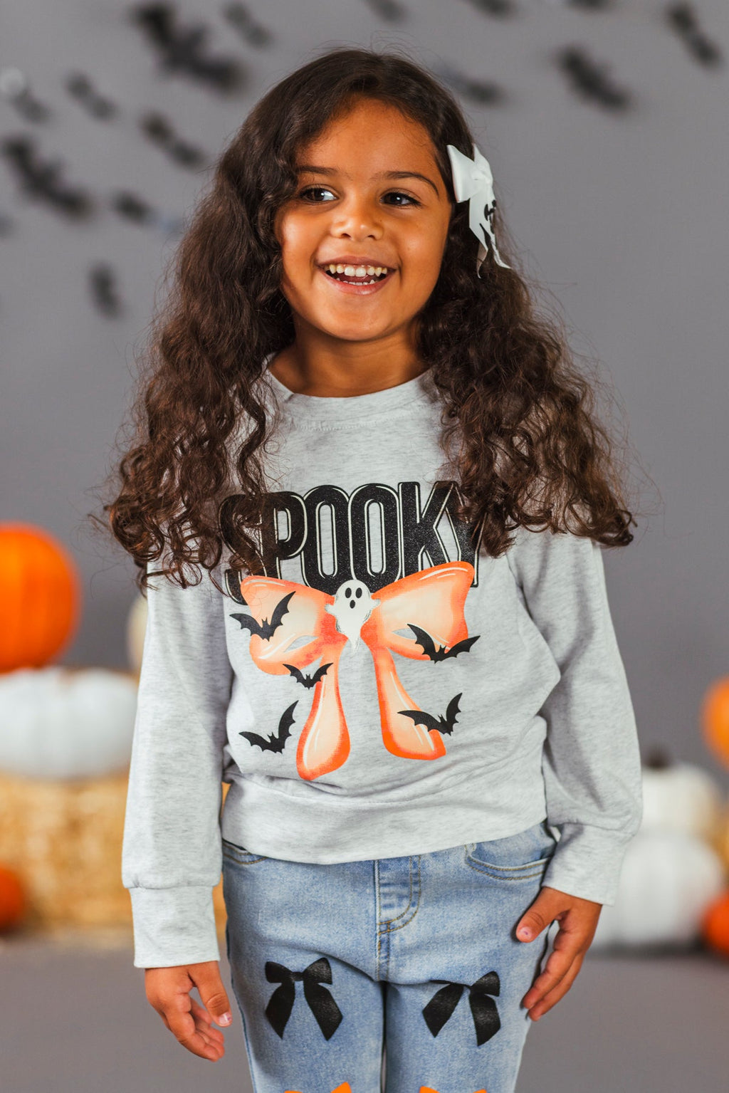 "Spooky" Bow Flare Denim Pant Set