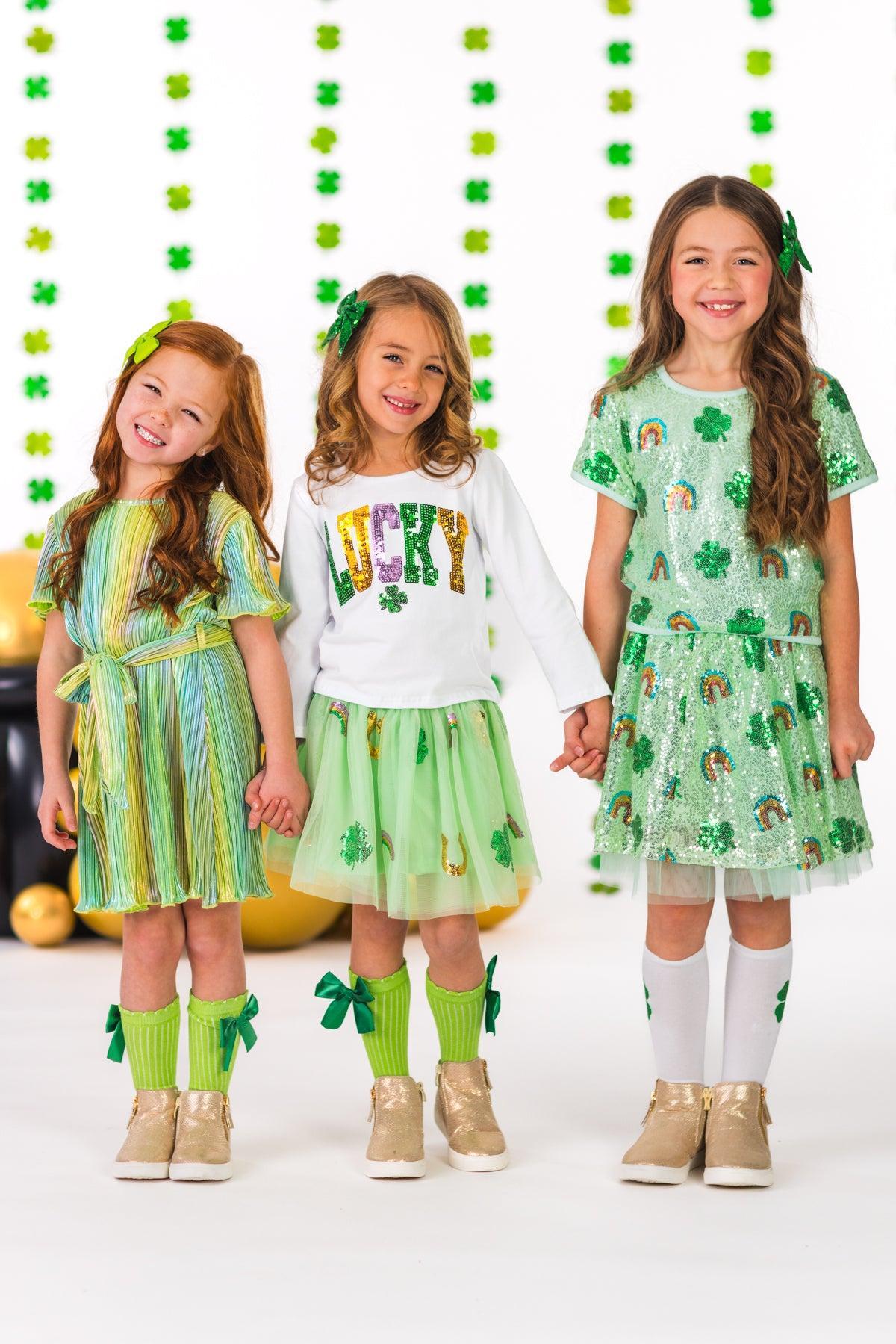 Green Metallic Glitter Dress
